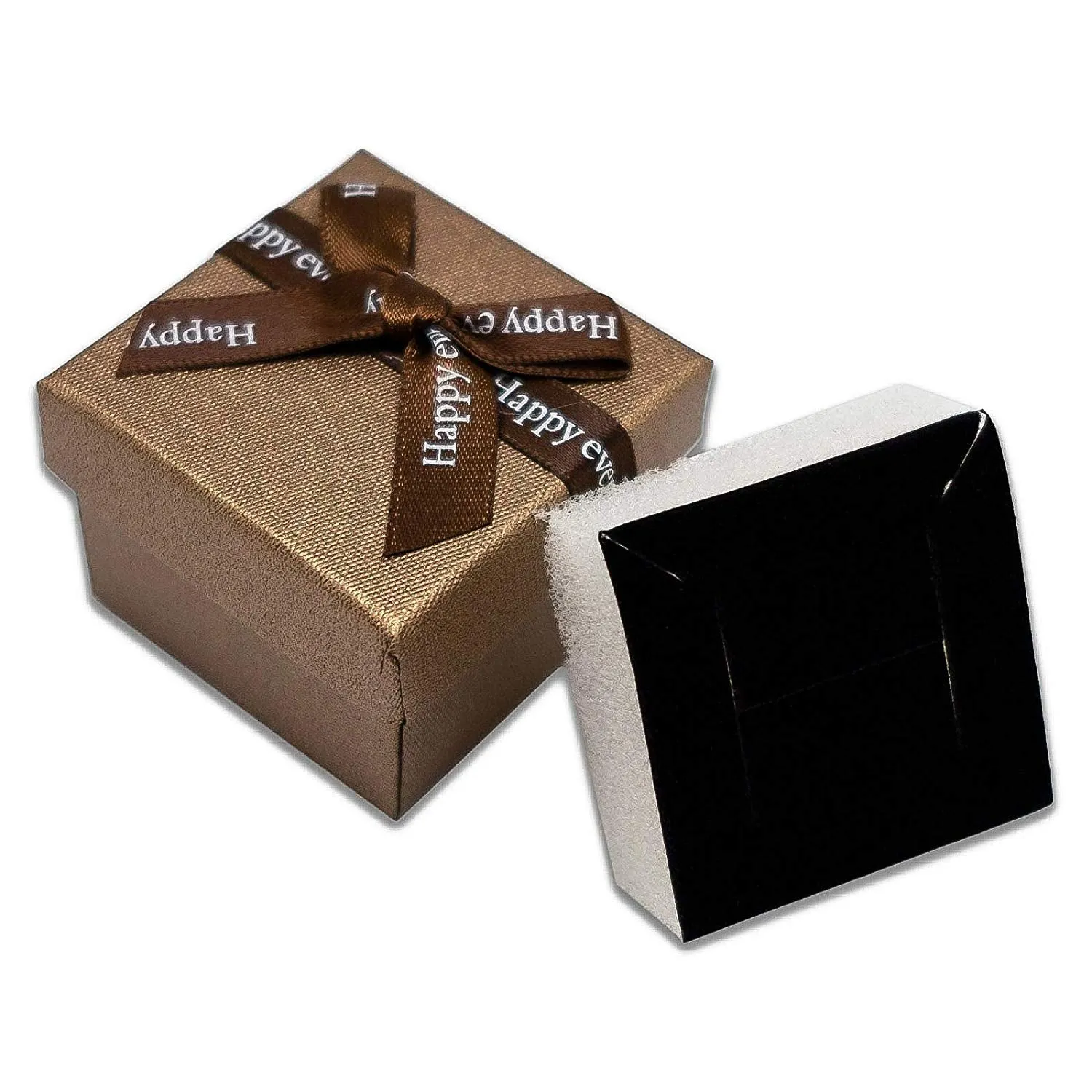 1 3/4" x 1 3/4" Brown Linen Paper Cardboard Ribbon Bow Jewelry Box
