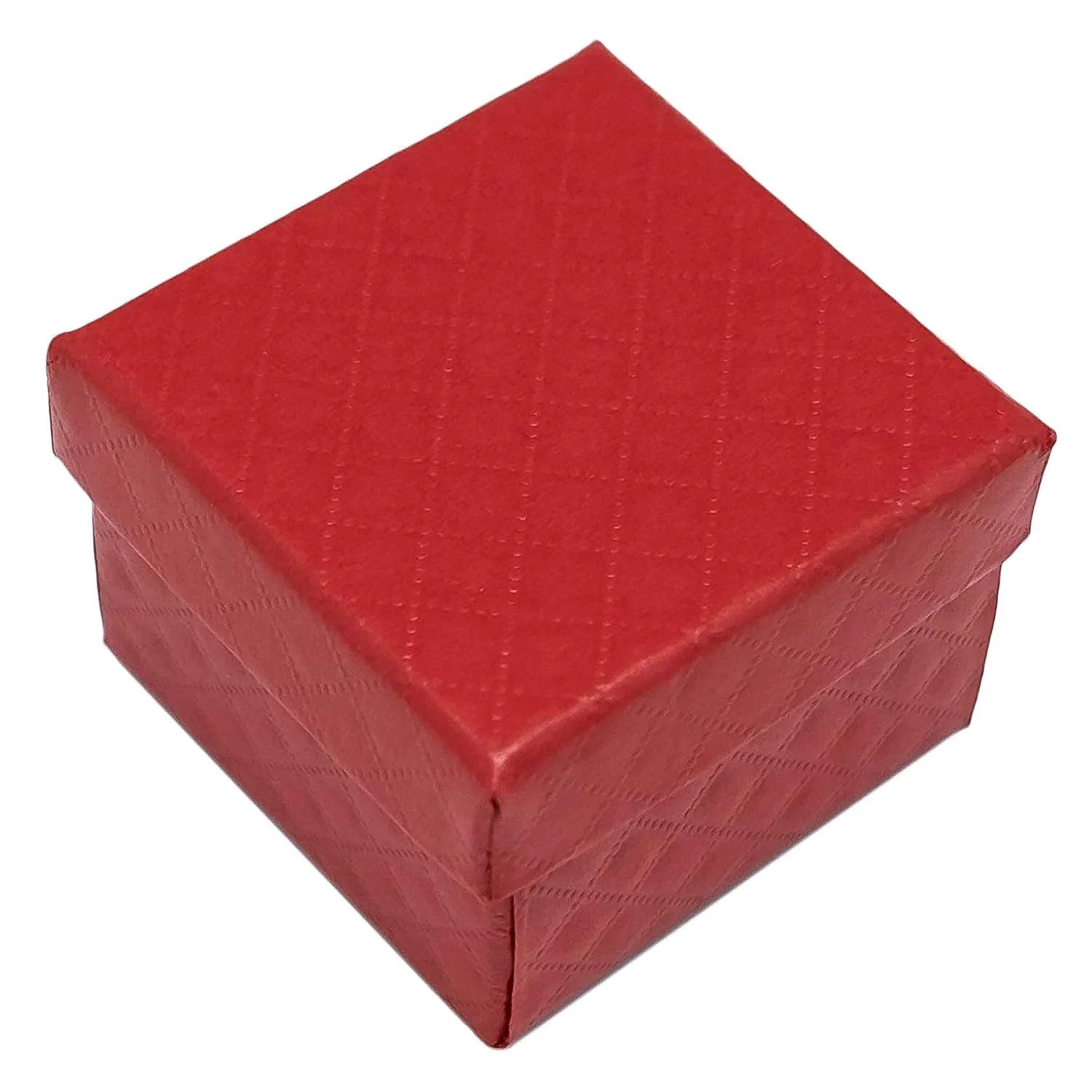 1 3/4" x 1 3/4" Red Diamond Pattern Cardboard Jewelry Box