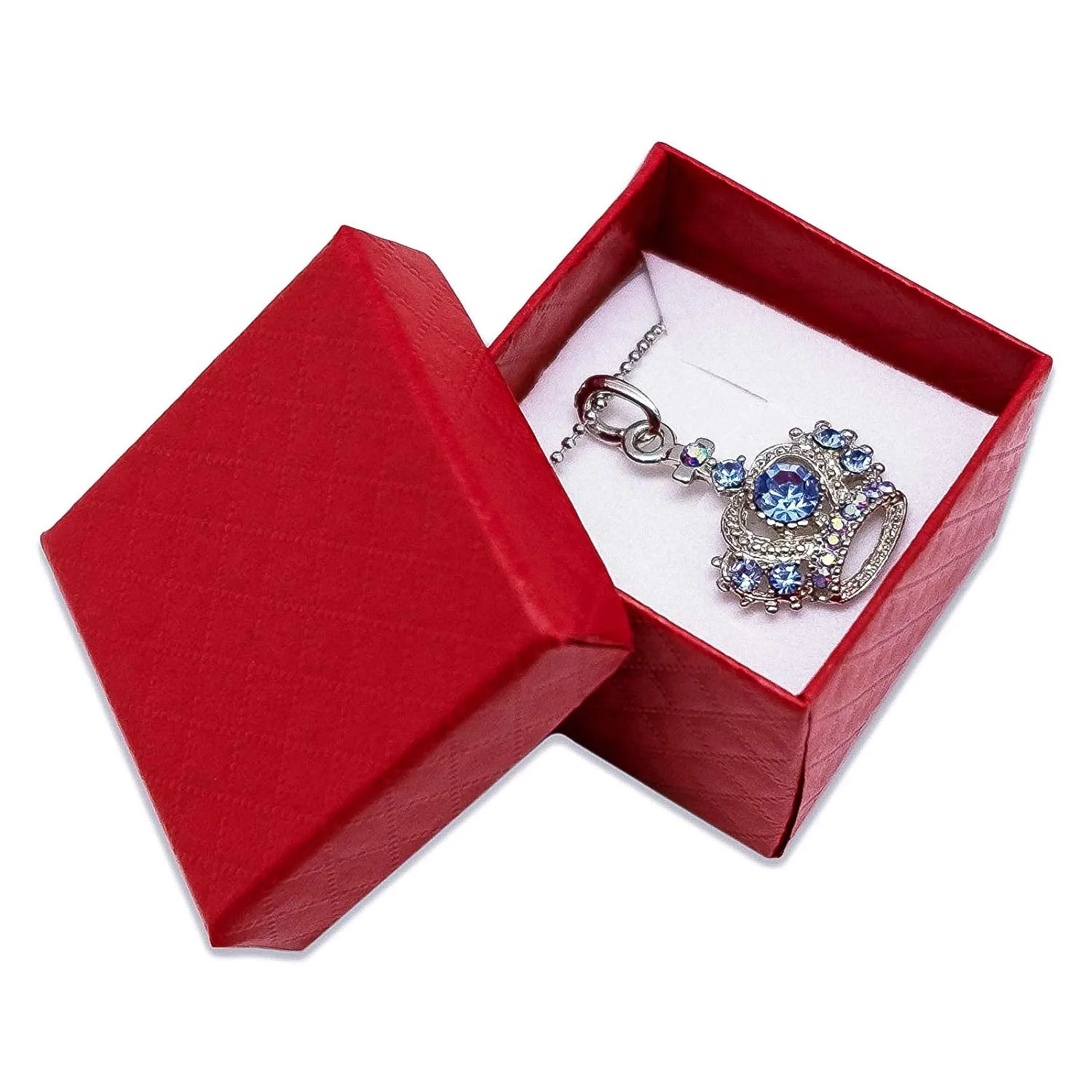 1 3/4" x 1 3/4" Red Diamond Pattern Cardboard Jewelry Box