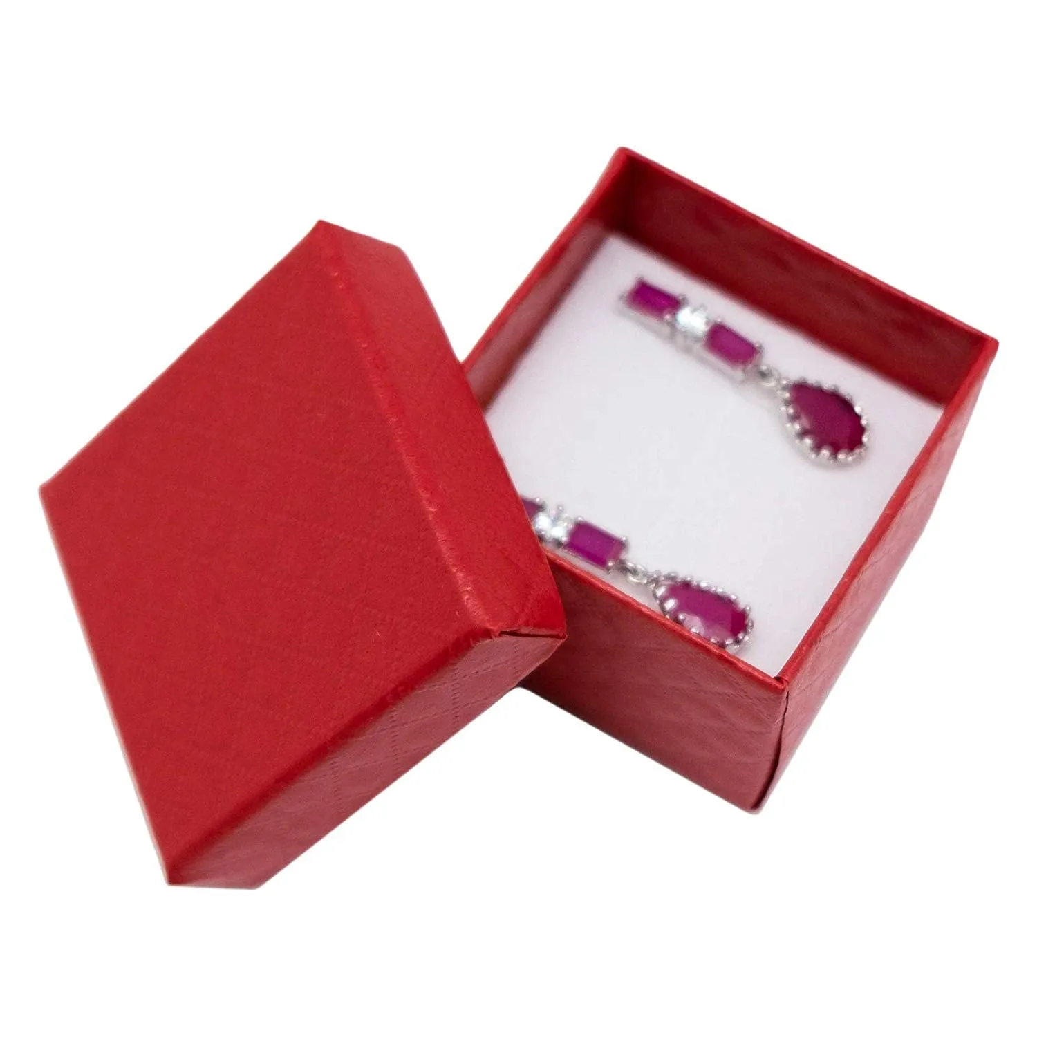 1 3/4" x 1 3/4" Red Diamond Pattern Cardboard Jewelry Box