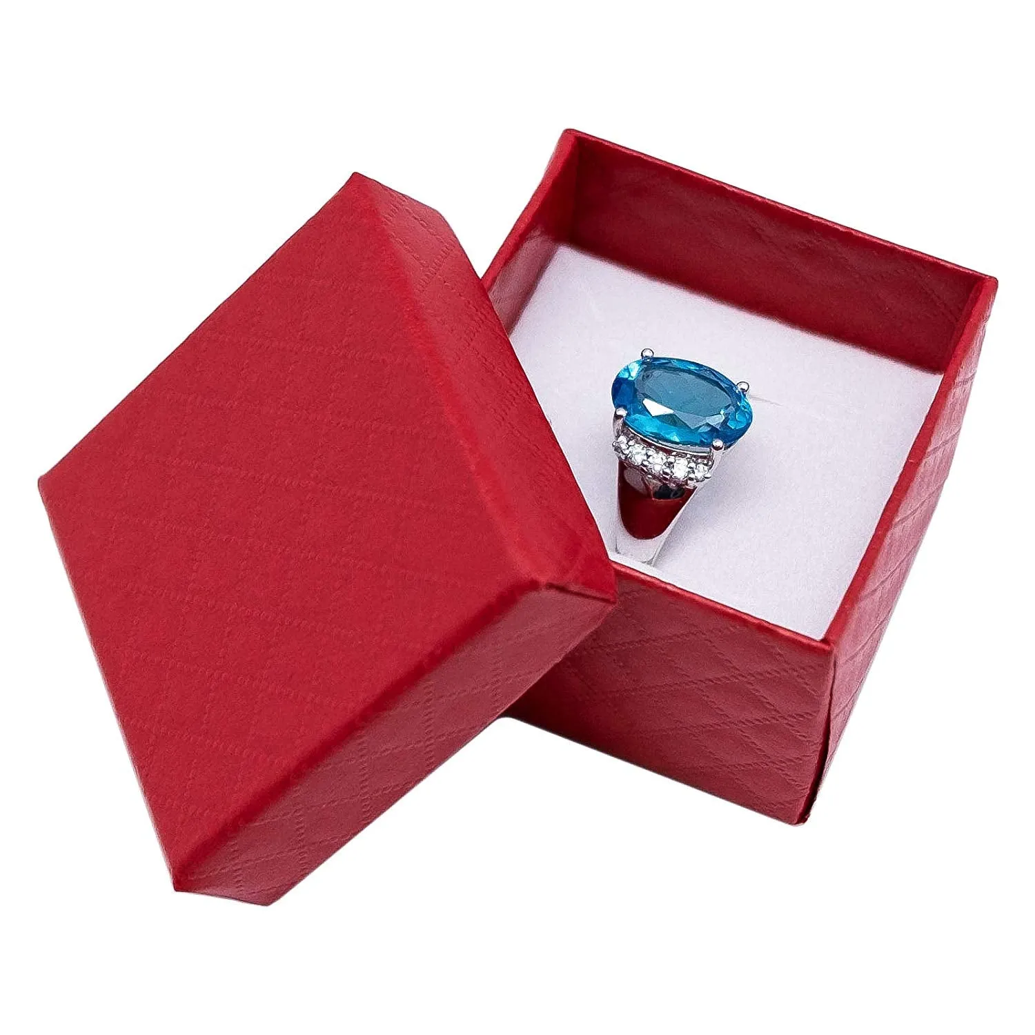 1 3/4" x 1 3/4" Red Diamond Pattern Cardboard Jewelry Box
