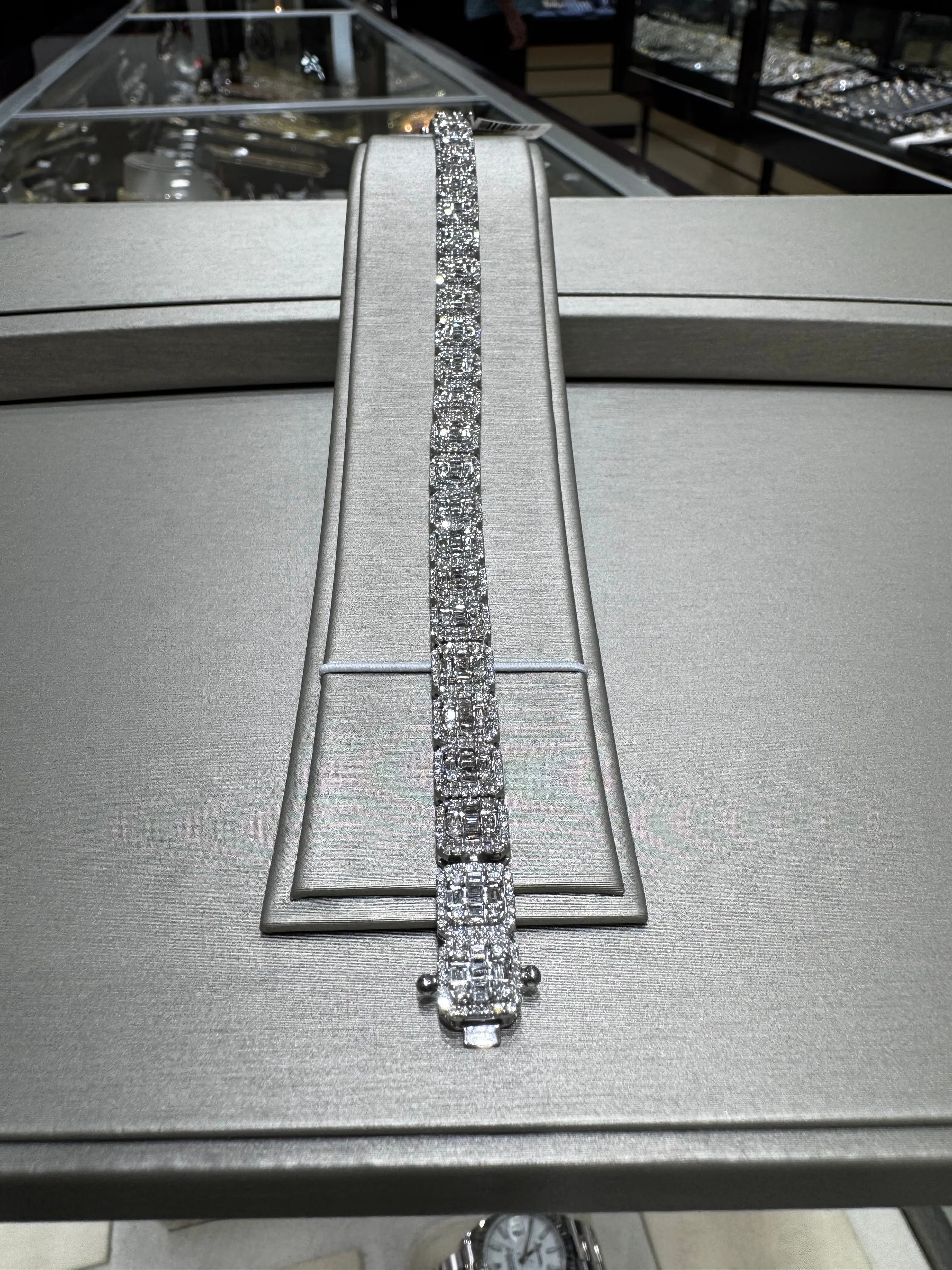 10K Gold Diamond Square Baguette Tennis Bracelet 5.76ctw 8mm