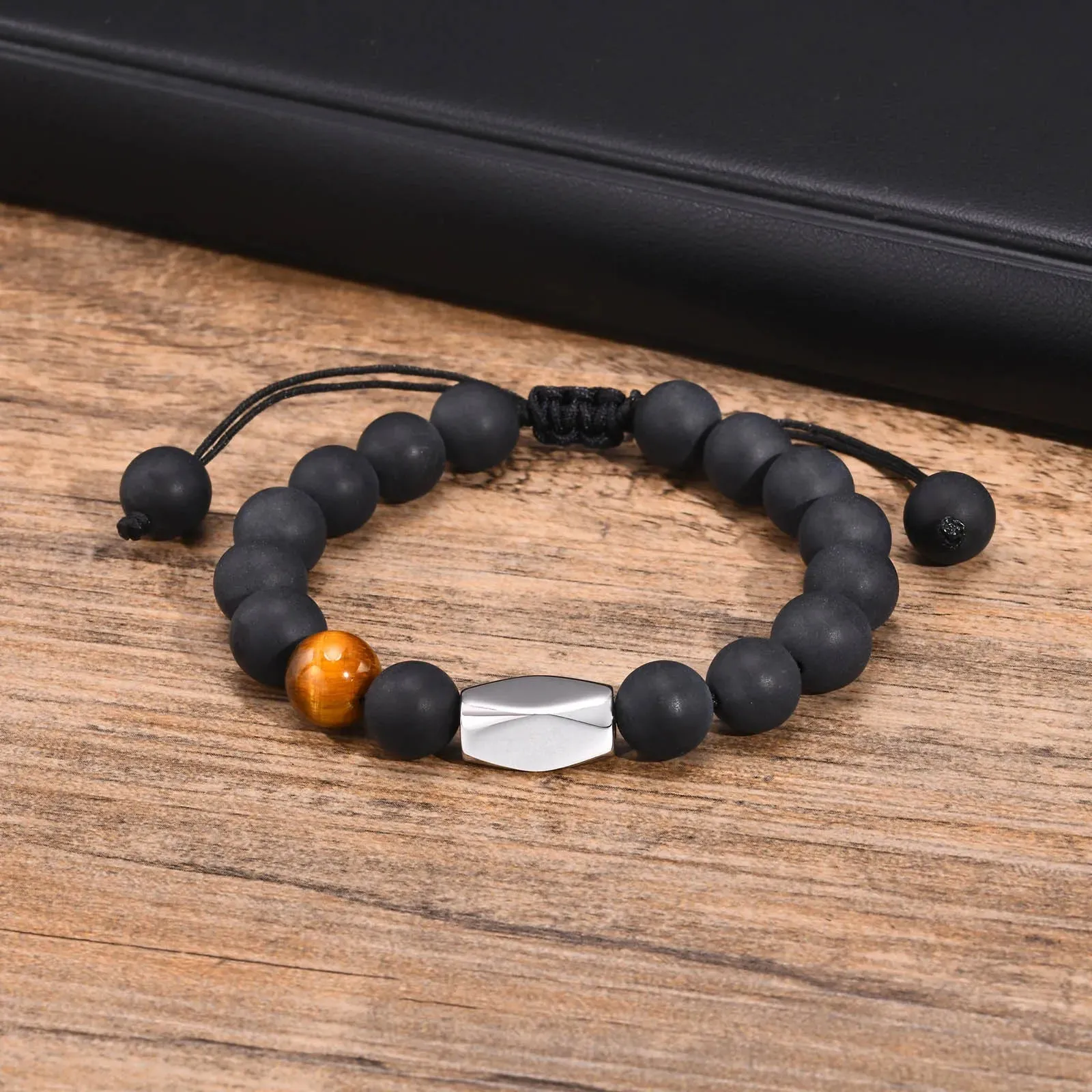 10mm Black Beads Bracelet for Men Boys
