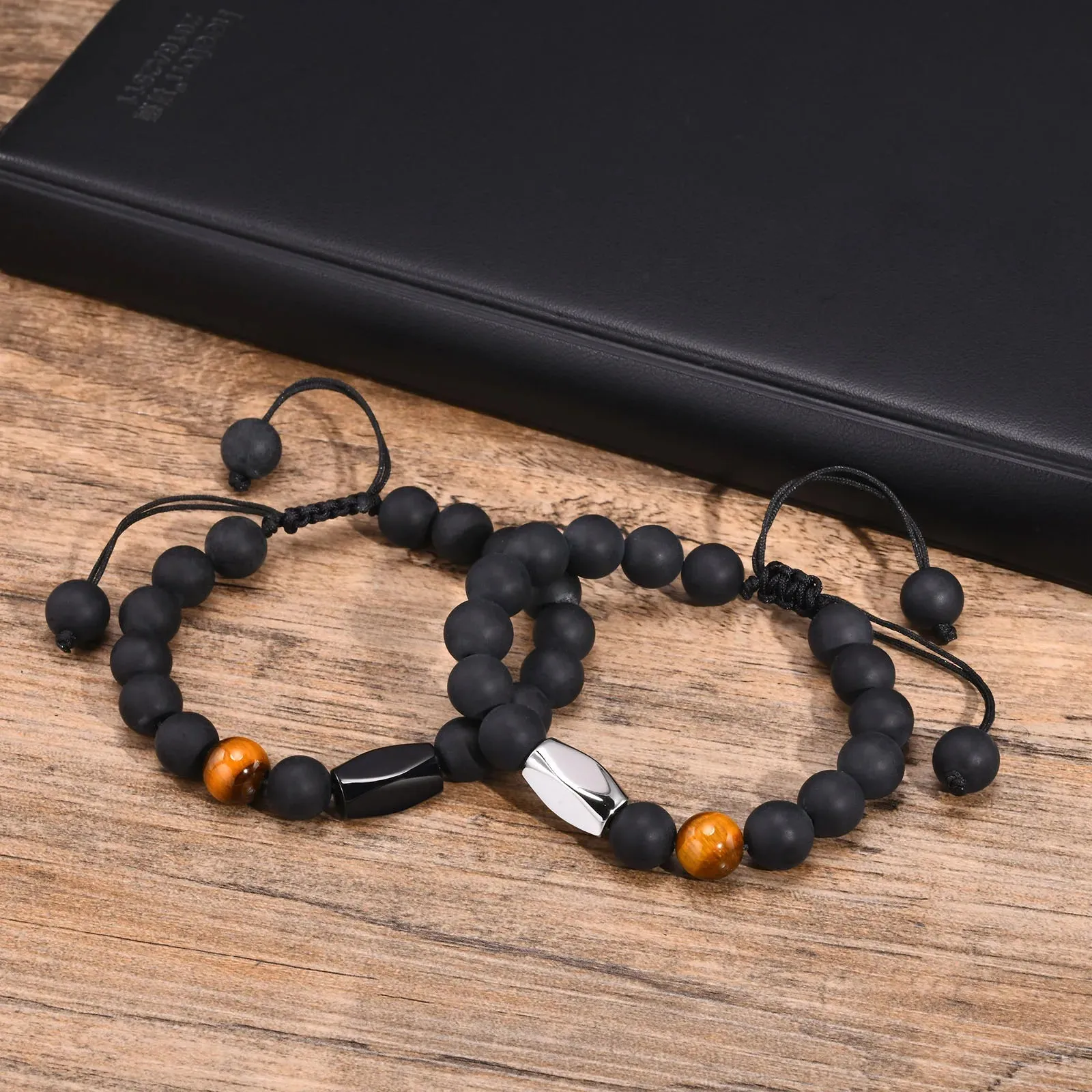 10mm Black Beads Bracelet for Men Boys