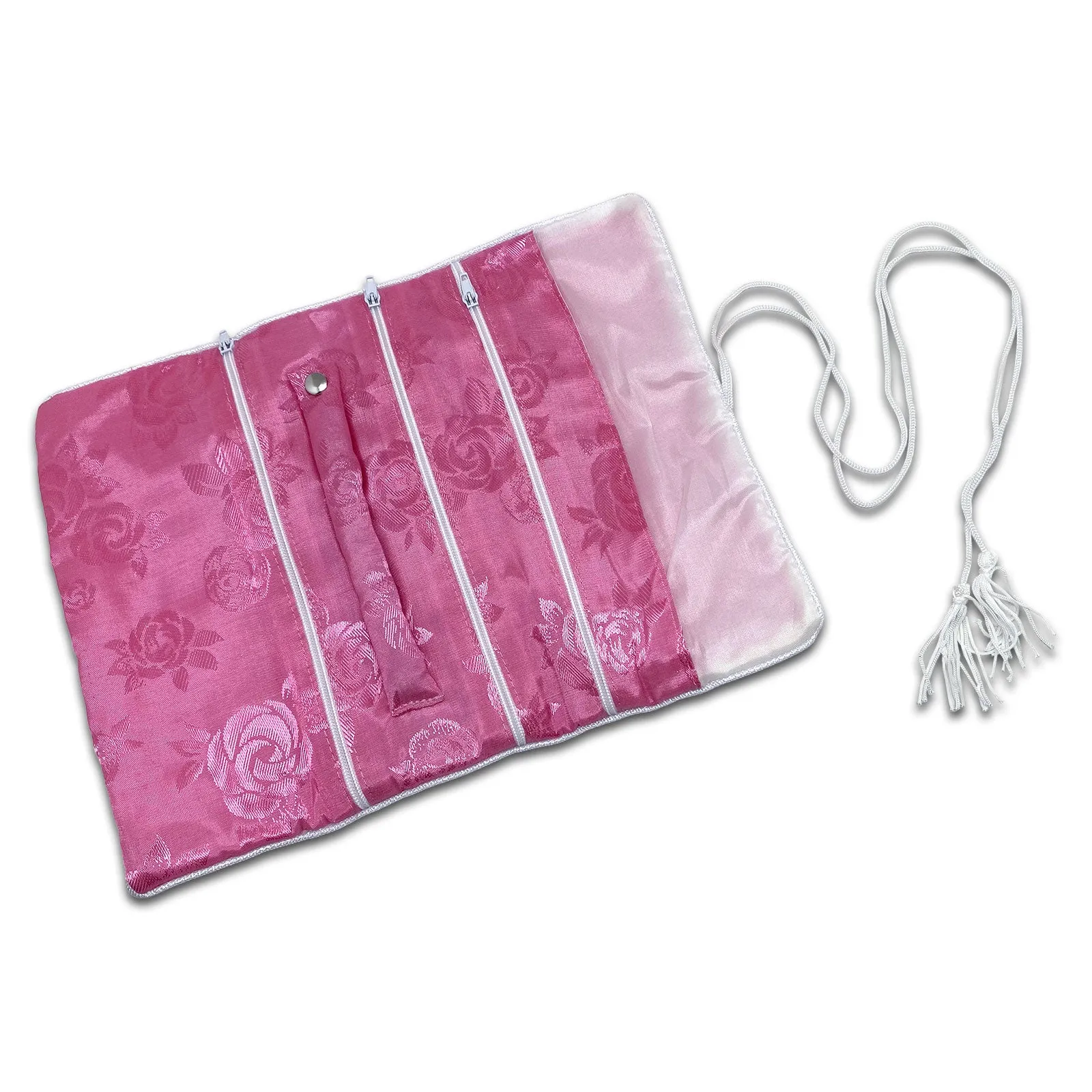 11 1/2" x 8 1/2" Pink Floral Pattern Jewelry Case Roll