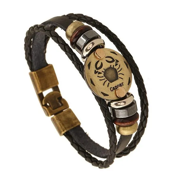 12 Constellations Bracelet New Leather Bracelet