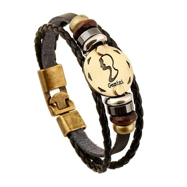 12 Constellations Bracelet New Leather Bracelet