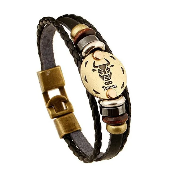 12 Constellations Bracelet New Leather Bracelet