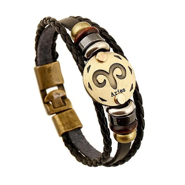 12 Constellations Bracelet New Leather Bracelet