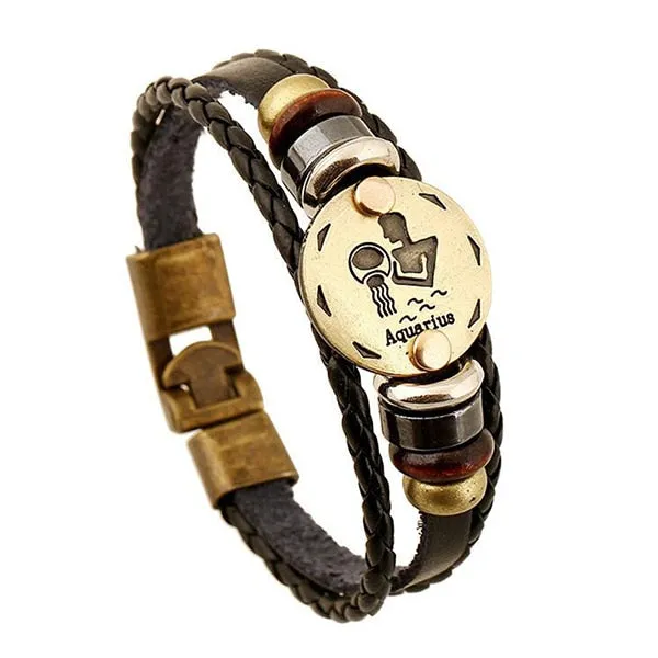 12 Constellations Bracelet New Leather Bracelet