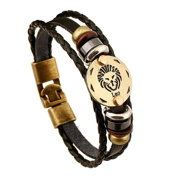 12 Constellations Bracelet New Leather Bracelet