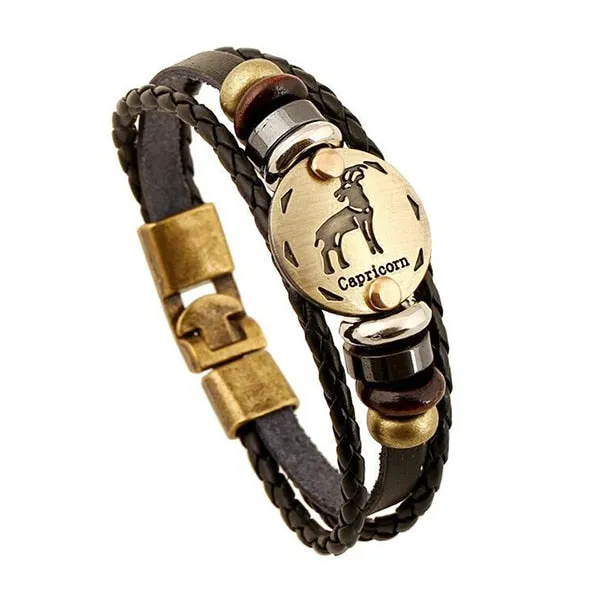 12 Constellations Bracelet New Leather Bracelet
