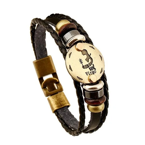 12 Constellations Bracelet New Leather Bracelet