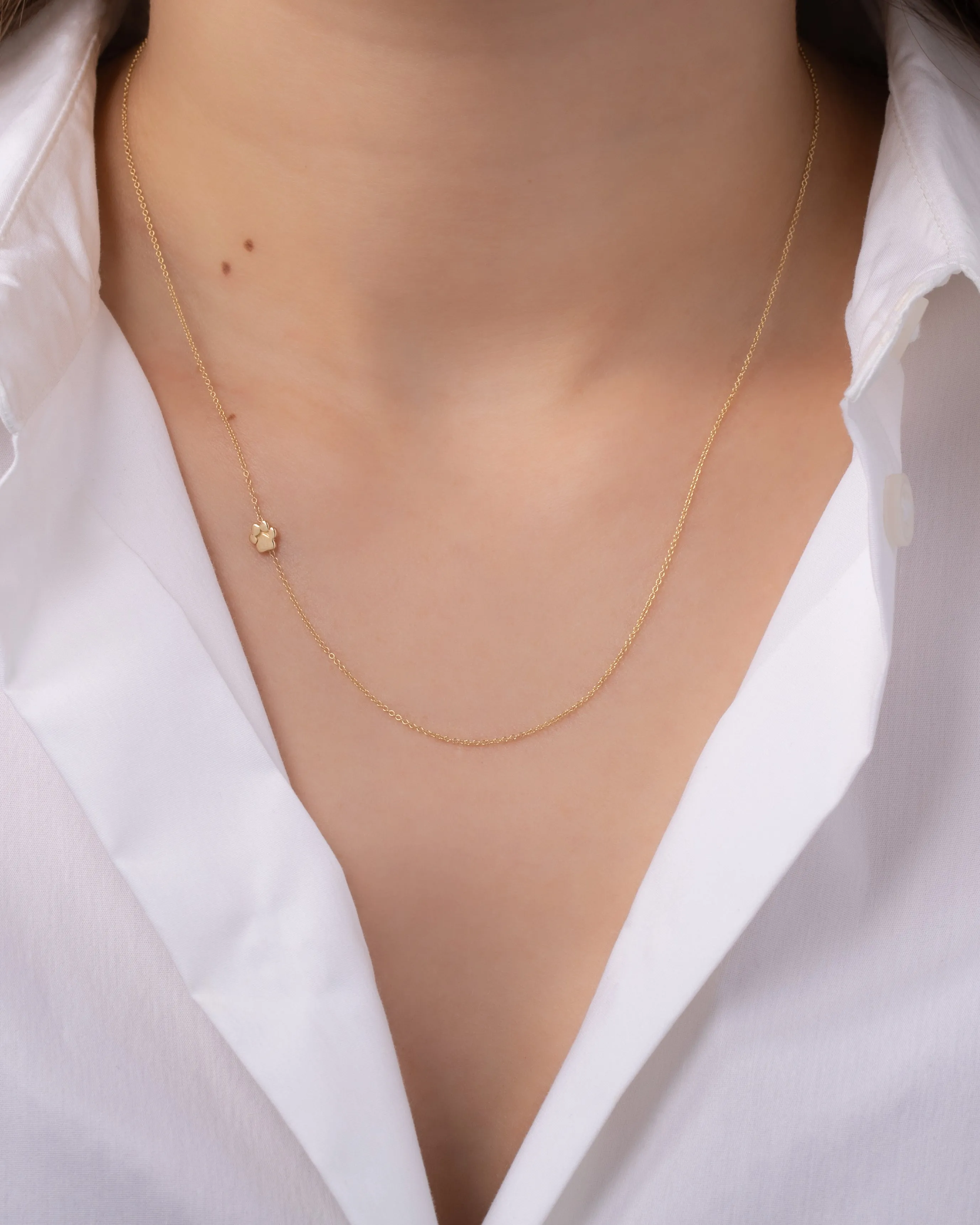 14K Gold Asymmetrical Paw Necklace