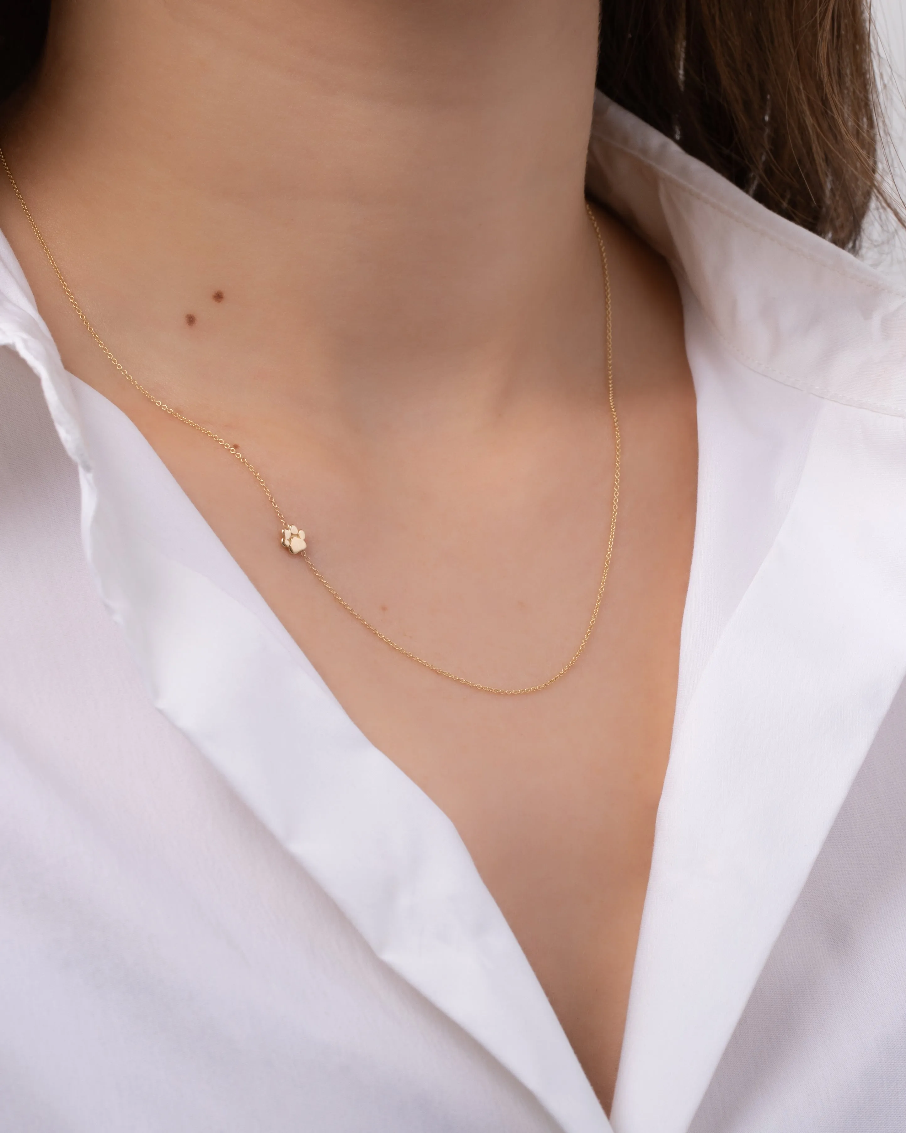 14K Gold Asymmetrical Paw Necklace