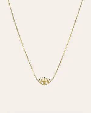 14k Gold Evil Eye Lash Necklace
