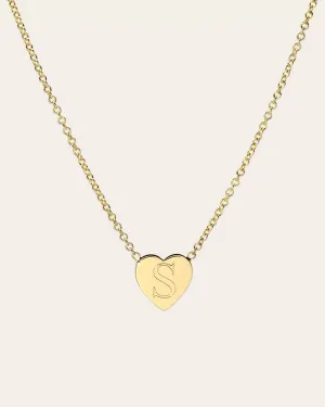 14k Gold Initial Heart Necklace