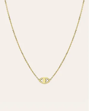 14k Gold Mini Evil Eye Necklace