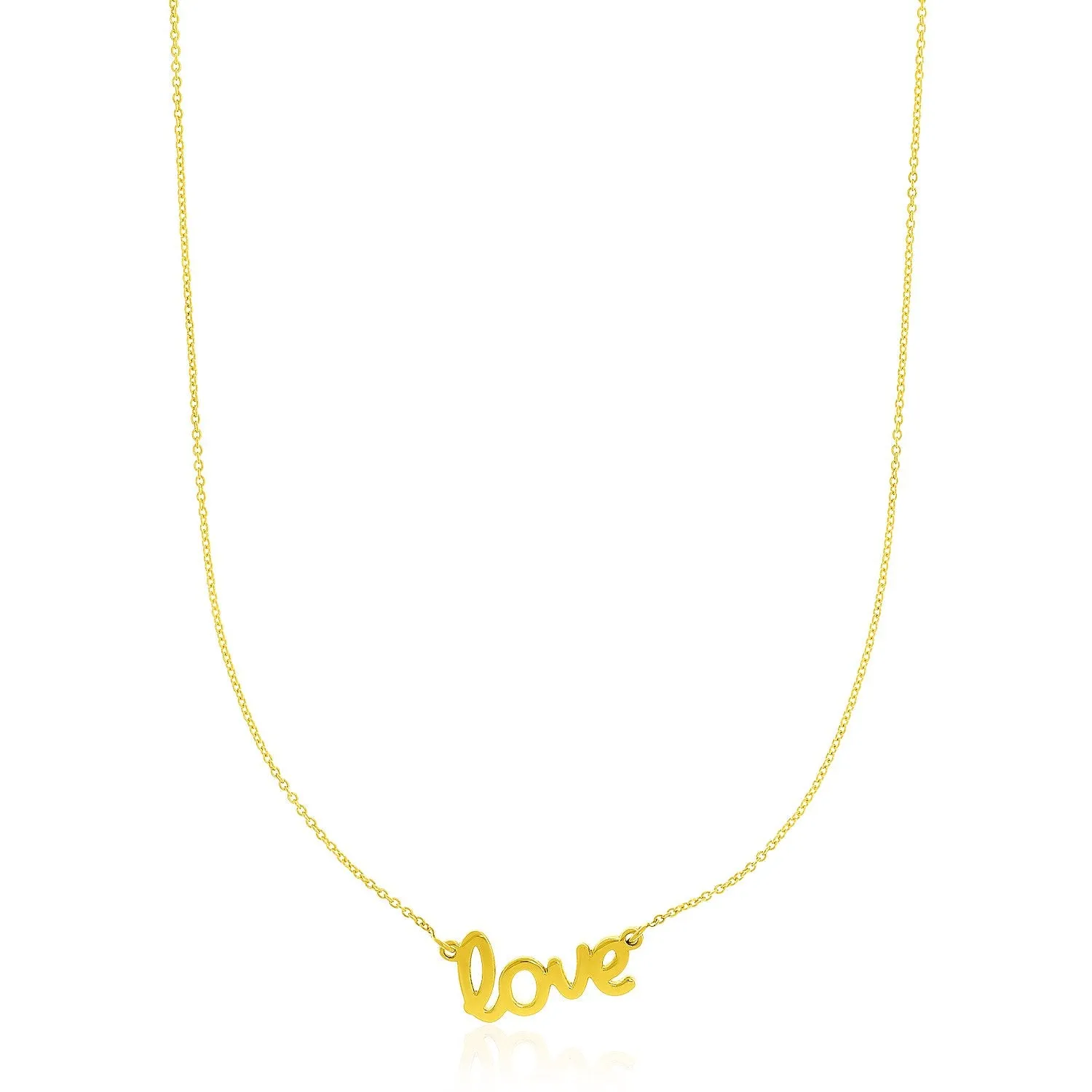 14K Gold Script LOVE Necklace - Yellow Gold