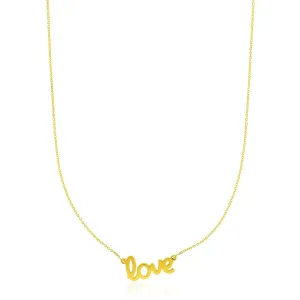 14K Gold Script LOVE Necklace - Yellow Gold