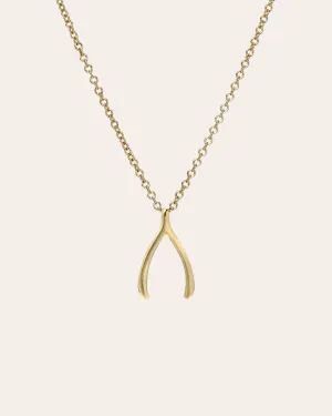 14k Gold Wishbone Necklace
