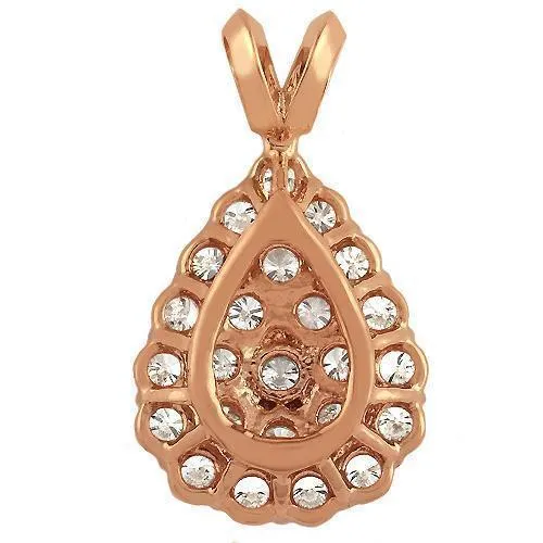 14K Rose Solid Gold Womens Tear Drop Diamond Pendant 1.03 Ctw