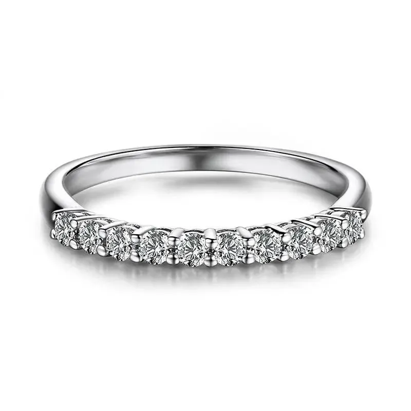 14k White Gold 10 Stone Moissanite Anniversary Band 0.3ct Total
