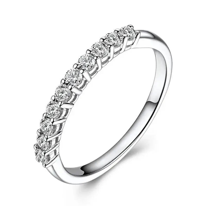 14k White Gold 10 Stone Moissanite Anniversary Band 0.3ct Total
