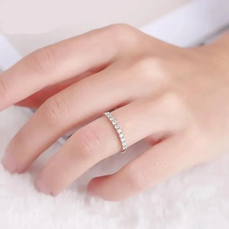14k White Gold 10 Stone Moissanite Anniversary Band 0.3ct Total