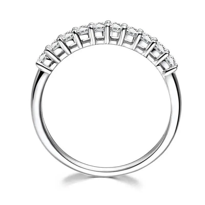 14k White Gold 10 Stone Moissanite Anniversary Band 0.3ct Total