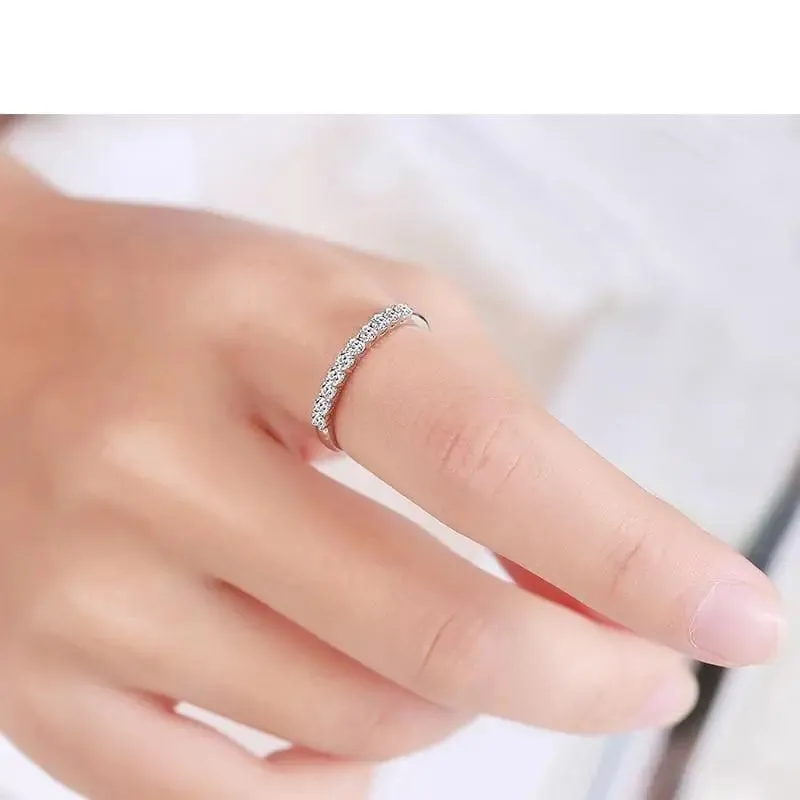 14k White Gold 10 Stone Moissanite Anniversary Band 0.3ct Total