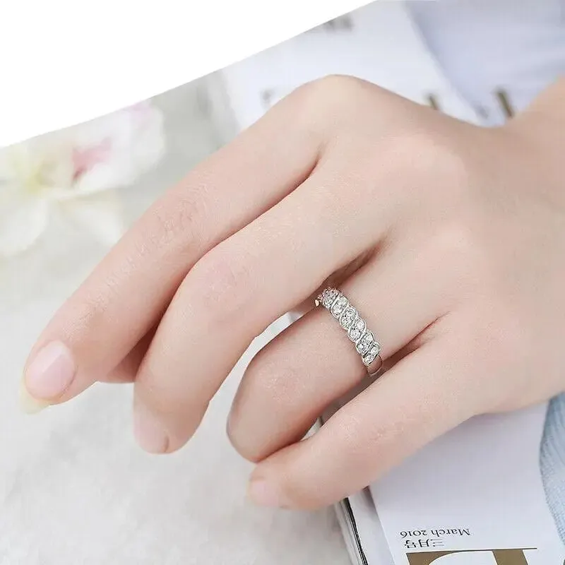 14k White Gold Plated Moissanite Anniversary Ring 0.5ct Total