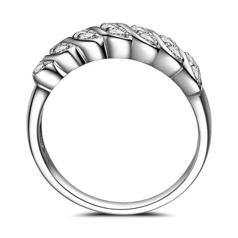 14k White Gold Plated Moissanite Anniversary Ring 0.5ct Total