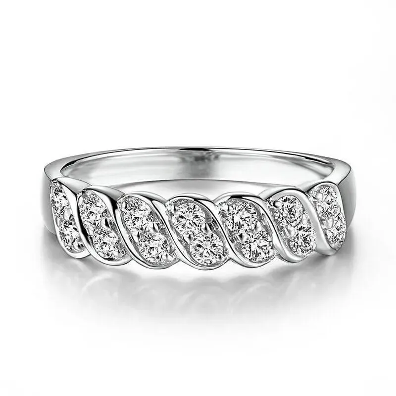 14k White Gold Plated Moissanite Anniversary Ring 0.5ct Total