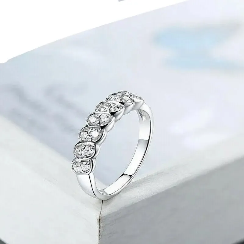 14k White Gold Plated Moissanite Anniversary Ring 0.5ct Total