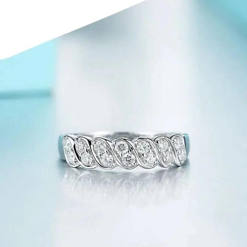 14k White Gold Plated Moissanite Anniversary Ring 0.5ct Total