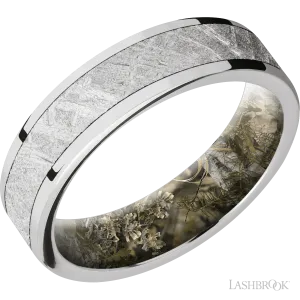 14K White Gold with Polish Finish and Meteorite Inlay and King's Mountain - 6MM