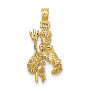 14k Yellow Gold Polished Texture Finish3-D Aquarius Zodiac Charm Pendant