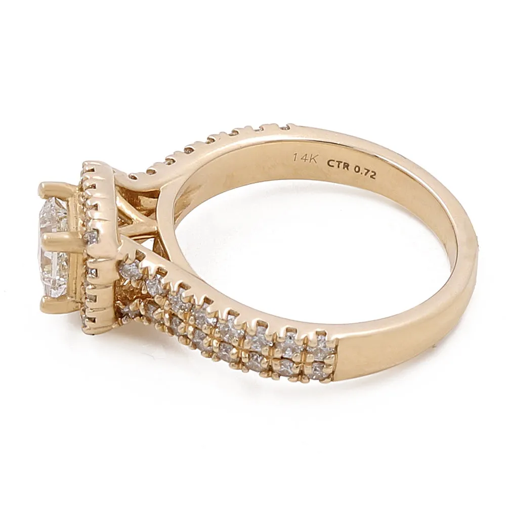 14K Yellow Gold Women's Contemporary Engagement Ring with 0.75Tw Round Diamonds