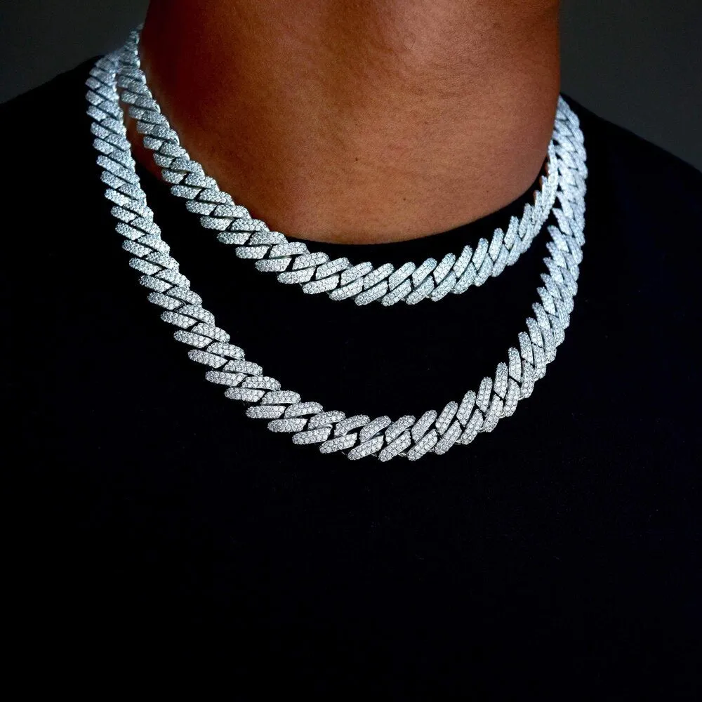 14mm Two Row Prong Cuban Necklace