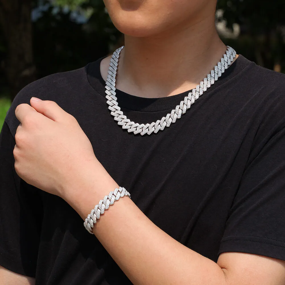 14mm Two Row Prong Cuban Necklace