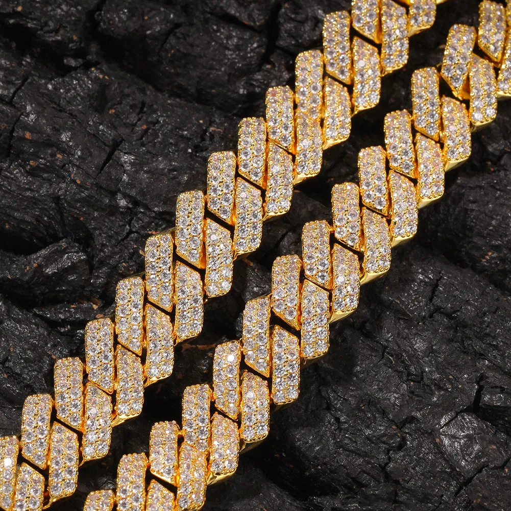 14mm Two Row Prong Cuban Necklace