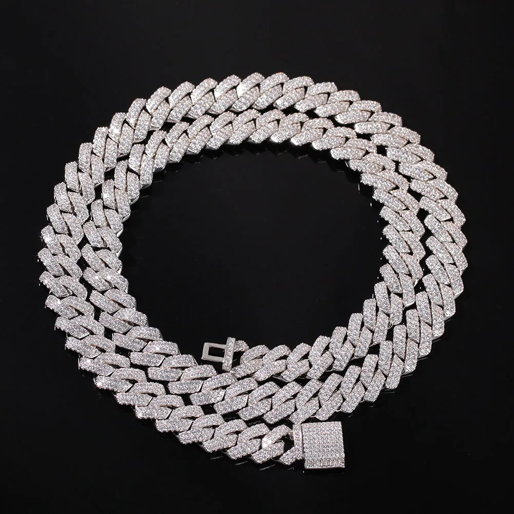 14mm Two Row Prong Cuban Necklace
