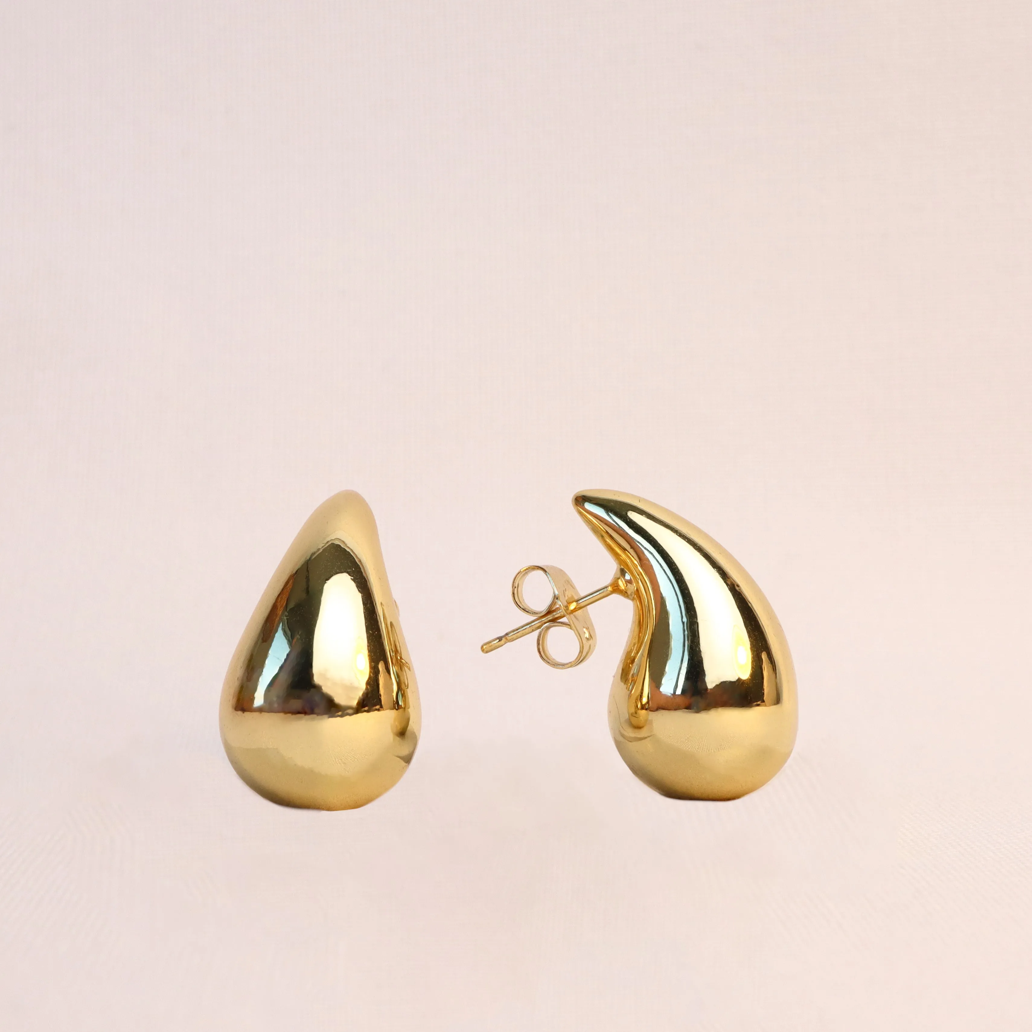 18k Gold-Plated Medium Chunky Golden Teardrop Earrings