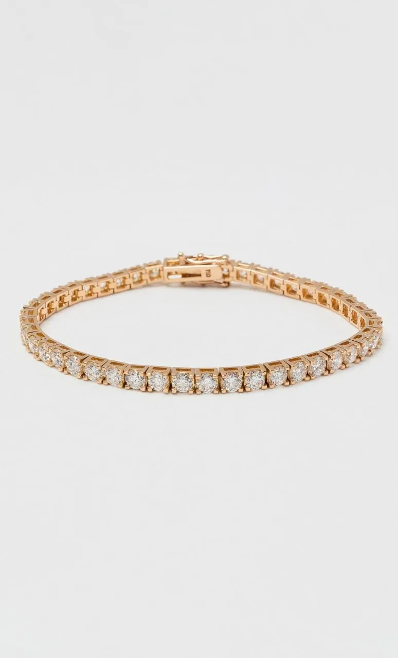 18K RG 8.53ct TDW Round Brilliant Diamond Set Tennis Bracelet