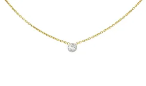 1990's Classic 0.35 CTW Diamond Solitaire 14 Karat Two-Tone Necklace