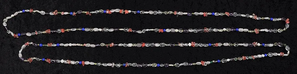 2 Great Colorful Genuine Stone Beaded Necklaces Tumbled Amethyst Pearl Citrine