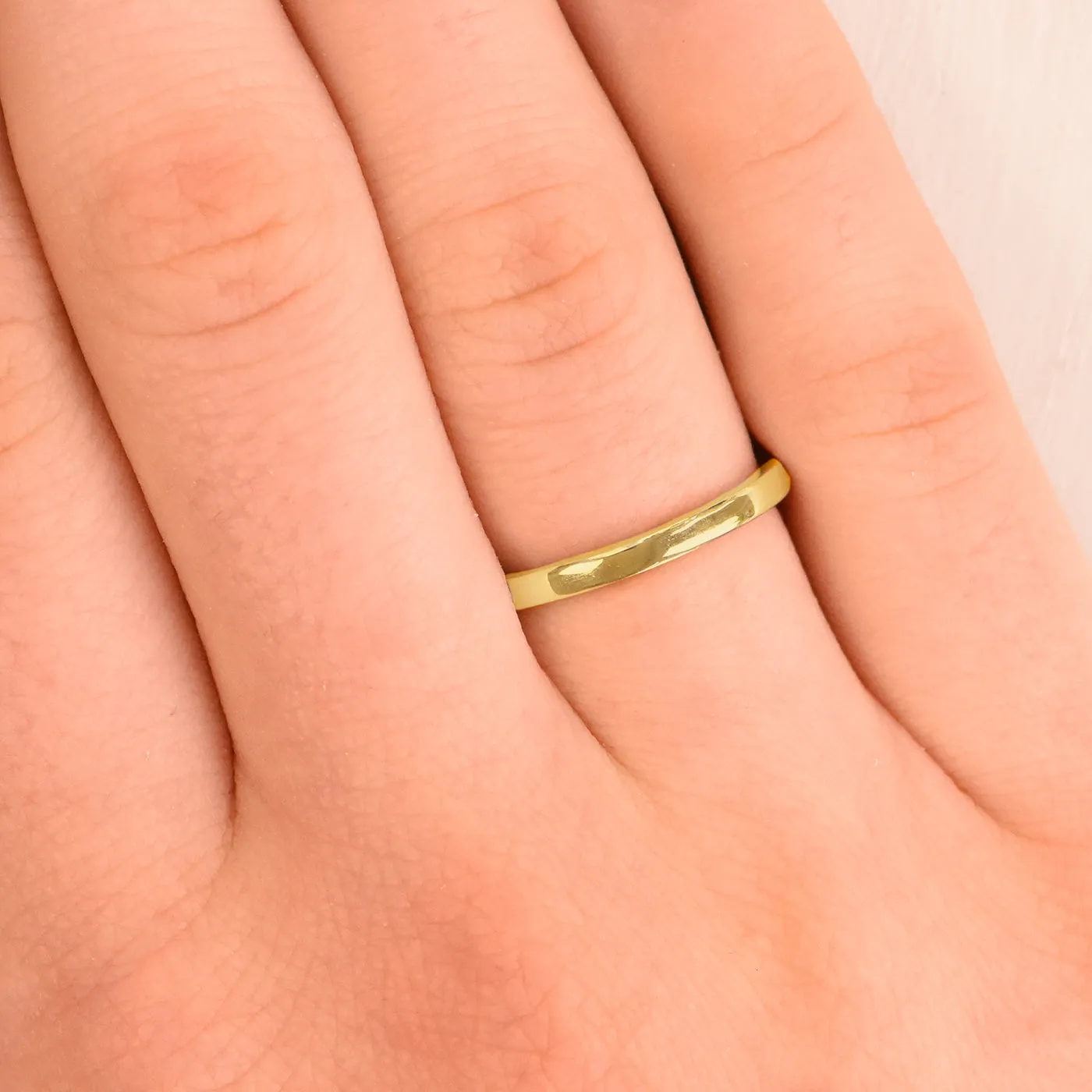 2mm x 1.5mm Flat 18ct Gold Wedding Ring