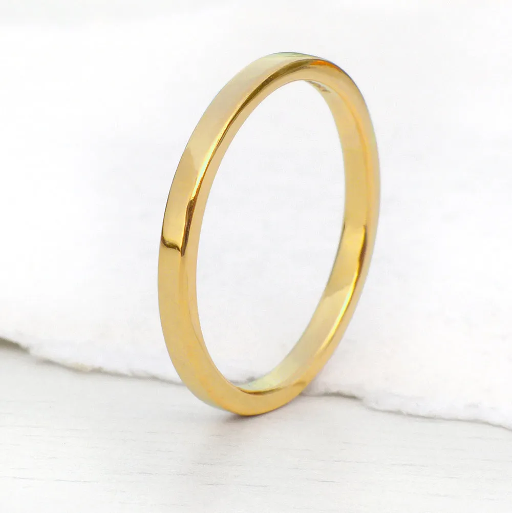 2mm x 1.5mm Flat 18ct Gold Wedding Ring