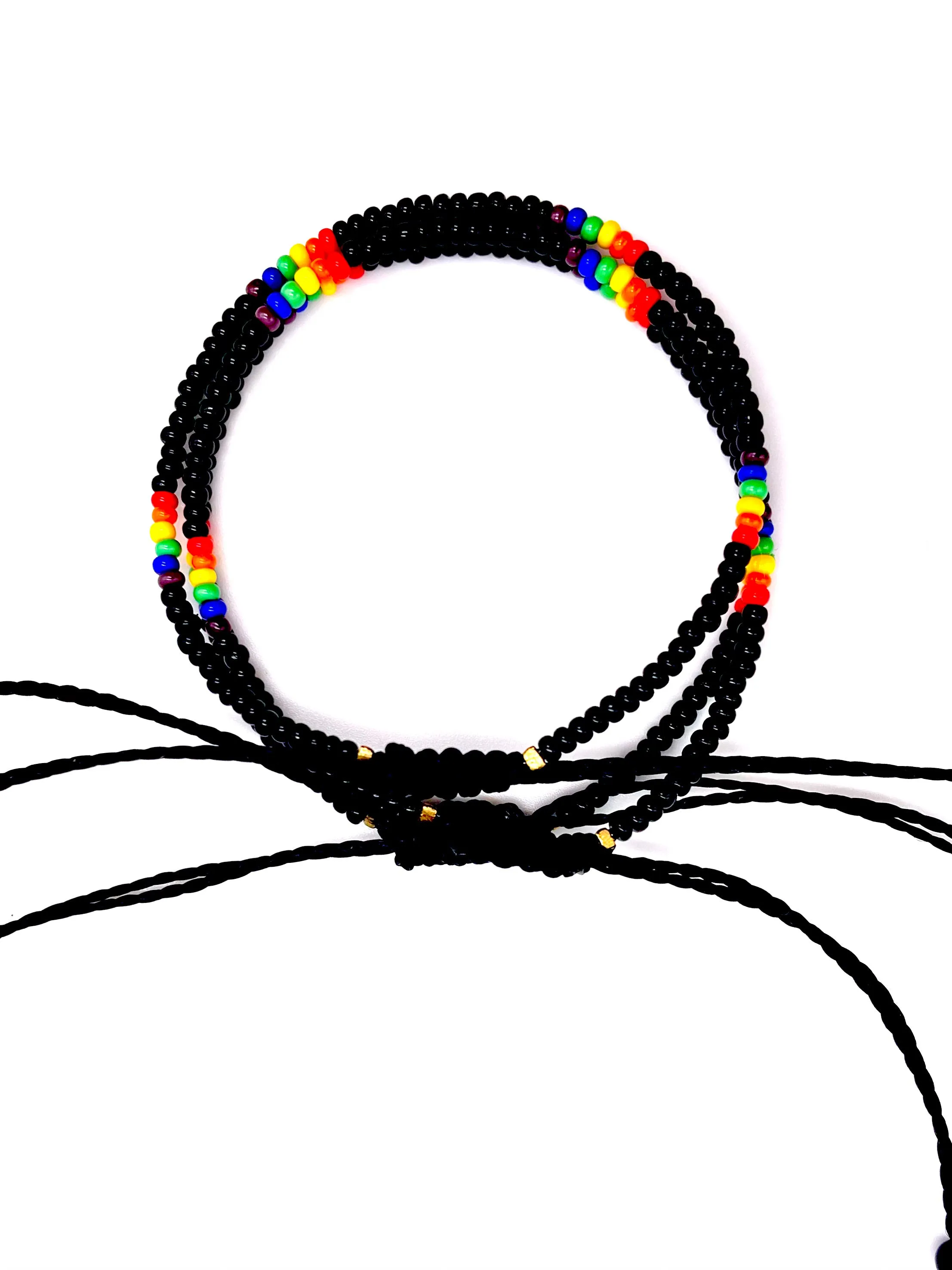 3-PACK Black Rainbow Pride Adjustable Bracelets